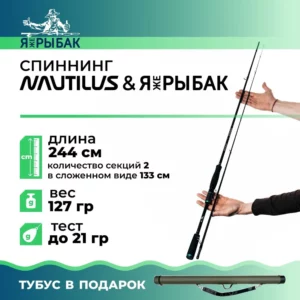 Спиннинг NAUTILUS & ЯжеРЫБАК 802ML до 21 гр 244 см